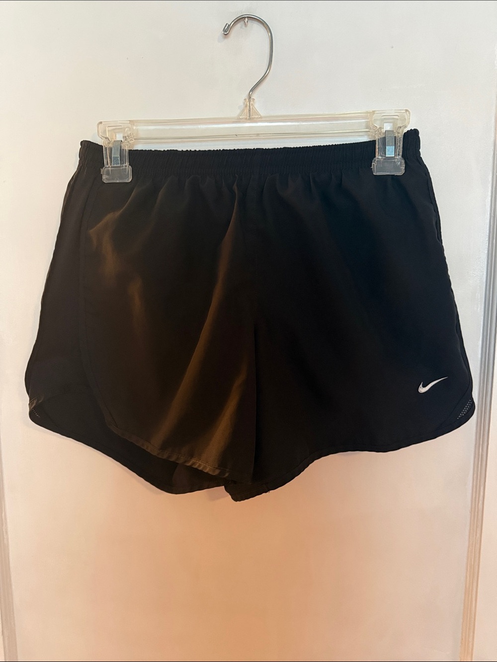 Nike Junior’s Black Dri-Fit Running Shorts with White Swoosh